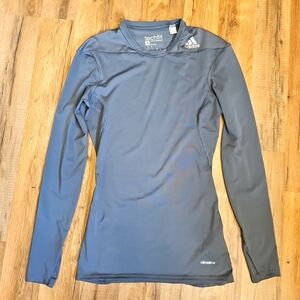 Adidas Climalite Techfit compression Long Sleeve Top Gray Mens Size Small